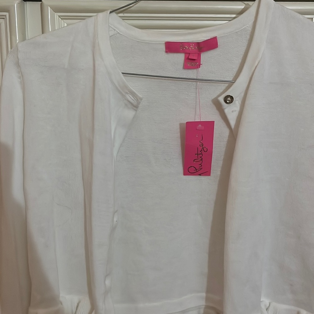 NWT Lilly Pulitzer ruffle white cardigan